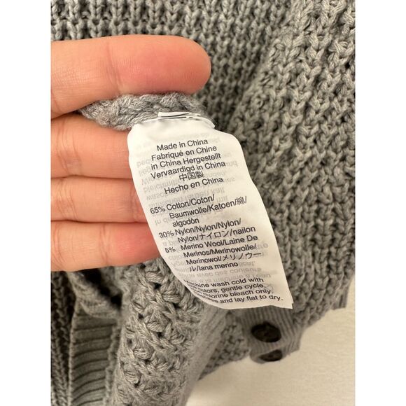 J. Crew Womans Medium Gray Button-Sleeve Turtleneck Poncho Sweater - Picture 6 of 8